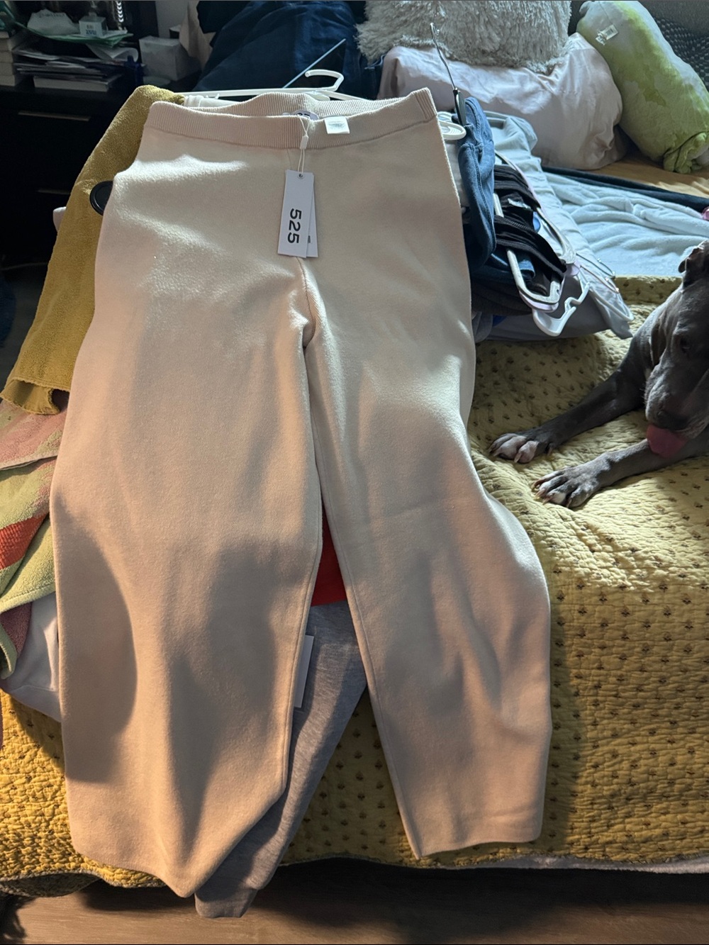 525 America Cream Wide-Leg Knit Pull-On Pants